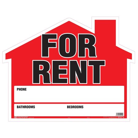 HY-KO For Rent House-Shaped Sign 19" x 24", 5PK A00902